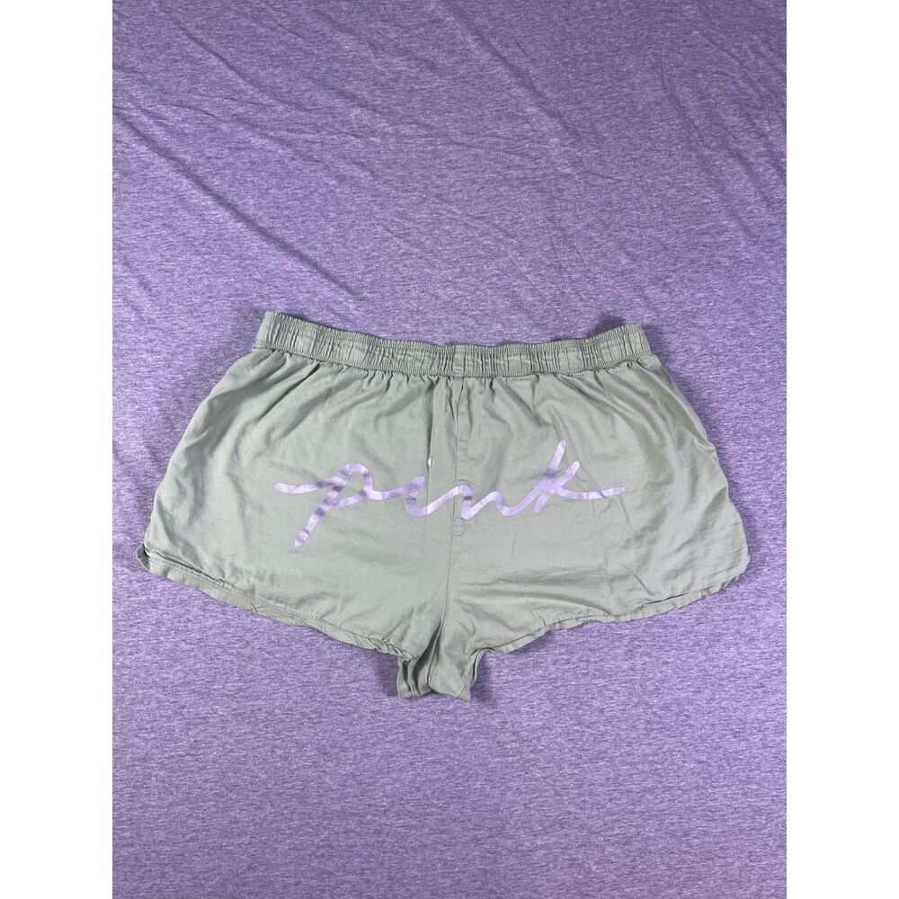 PINK Victorias Secret Elastic Waist Cotton Pajama Sleep Shorts Green Sz X-Large